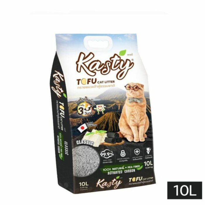 Kasty Classic Tofu Cat Litter - ทรายแมวเต้าหู้ธรรมชาติสูตรชาร์โคล 10L (285112)