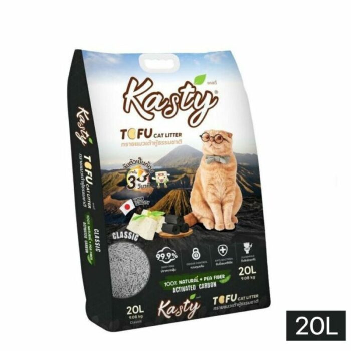Kasty Classic Tofu Cat Litter - ทรายแมวเต้าหู้ธรรมชาติสูตรชาร์โคล 20L (285113)