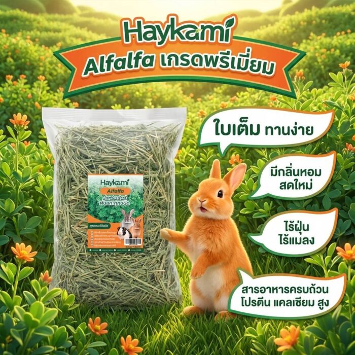 SOOS Haykami Alfalfa Hay Premium - หญ้าอัลฟัลฟ่า เกรดพรีเมี่ยม 1kg (298328)