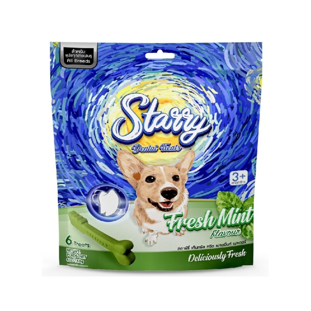 Starry Dental Treats Fresh Mint Flavour - ขนมขัดฟันสุนัข ลดกลิ่นปาก รสมิ้นท์ 168g (308690)