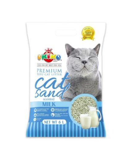 Okiko Premium Tofu Cat Litter Cat Sand Milk - ทรายแมวเต้าหู้เกรดพรีเมี่ยม กลิ่นนม 6L (298507)