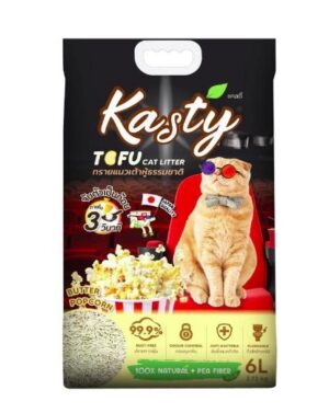Kasty Tofu Cat Litter Popcorn - ทรายแมวเต้าหู้ธรรมชาติ กลิ่นป๊อบคอร์น 6L (304816)