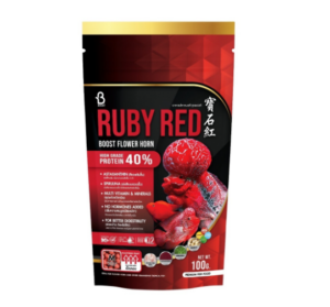 Boost Flower Horn Ruby Red M - อาหารปลาหมอสี เร่งแดง เร่งมุก (เม็ดลอย) ขนาดเม็ด 4-5mm 100g (402757)