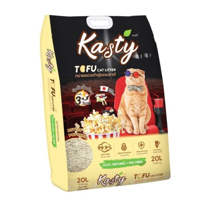 Kasty Tofu Cat Litter Popcorn - ทรายแมวเต้าหู้ธรรมชาติ กลิ่นป๊อบคอร์น 20L (304815)
