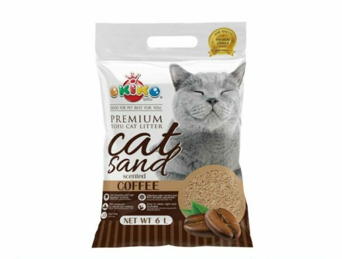 Okiko Premium Tofu Cat Litter Cat Sand Coffee - ทรายแมวเต้าหู้เกรดพรีเมี่ยม กลิ่นกาแฟ 6L (298472)