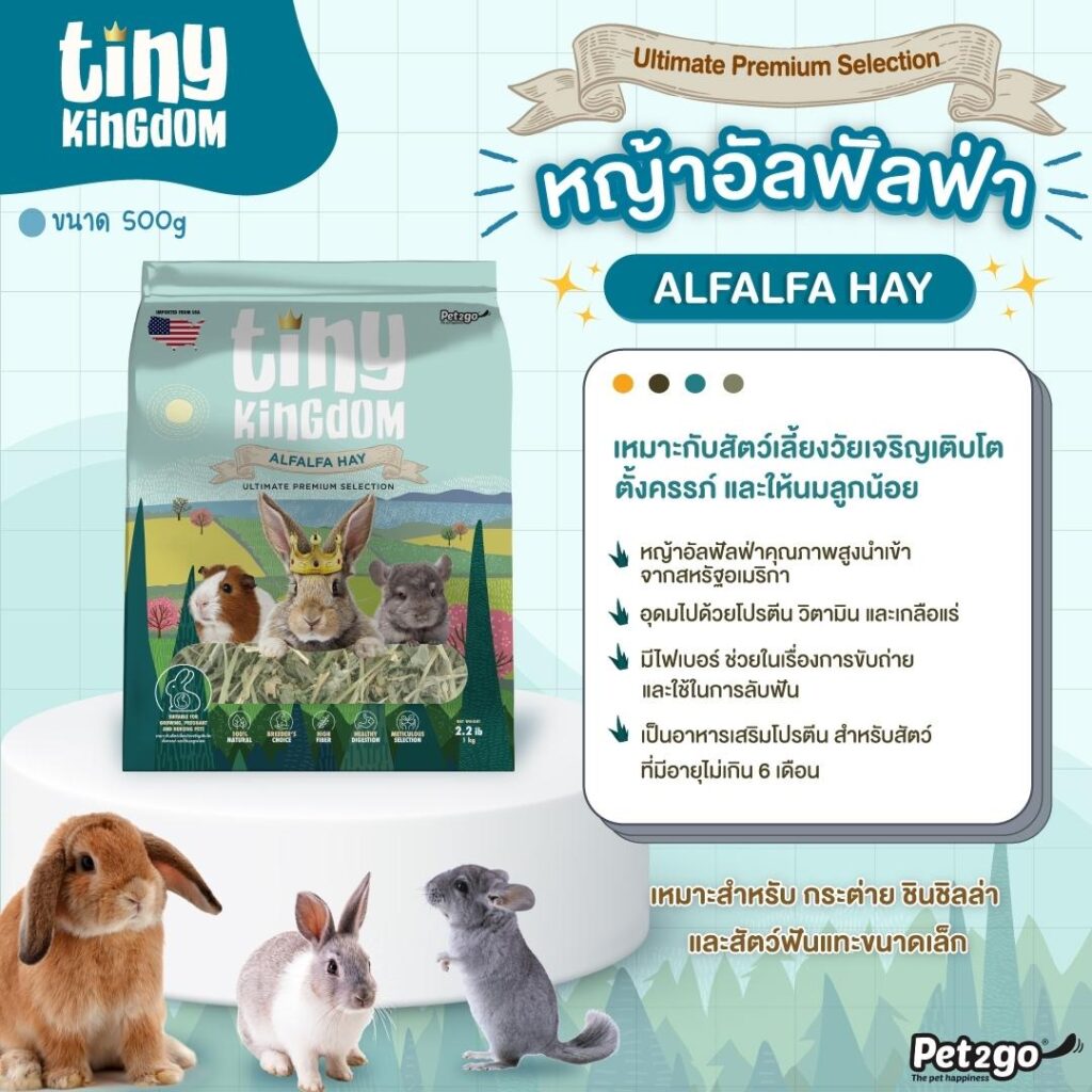 พบคำแนะนำในการเลือกกรงนกที่สมบูรณ์แบบ 7 Pet2go Tiny Kingdom Ultimate Premium Alfalfa Hay - หญ้าอัลฟาฟ่า อัลติเมทพรีเมียม 500g (318112)