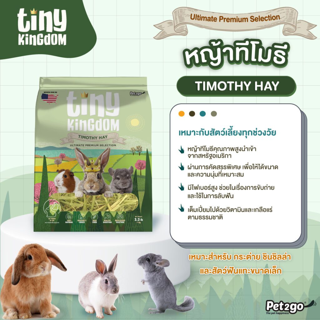 พบคำแนะนำในการเลือกกรงนกที่สมบูรณ์แบบ 8 Pet2go Tiny Kingdom Ultimate Premium Timothy Hay - หญ้าทีโมธี อัลติเมทพรีเมียม 500g (318100)