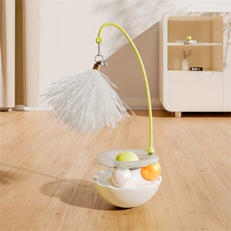 3 IN 1 Cat Toy Rotating Track Ball Spring Loaded - ของเล่นสำหรับแมว ไม้ล่อแมวขนนก + กัญชาแมว + ลูกบอลกระดิ่ง (9x25cm) (315738)