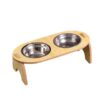 Tom Cat Stainless Bowl Wooden Edge - ชามอาหารสแตนเลสคู่สำหรับสัตว์เลี้ยง + กรอบไม้ (322292)