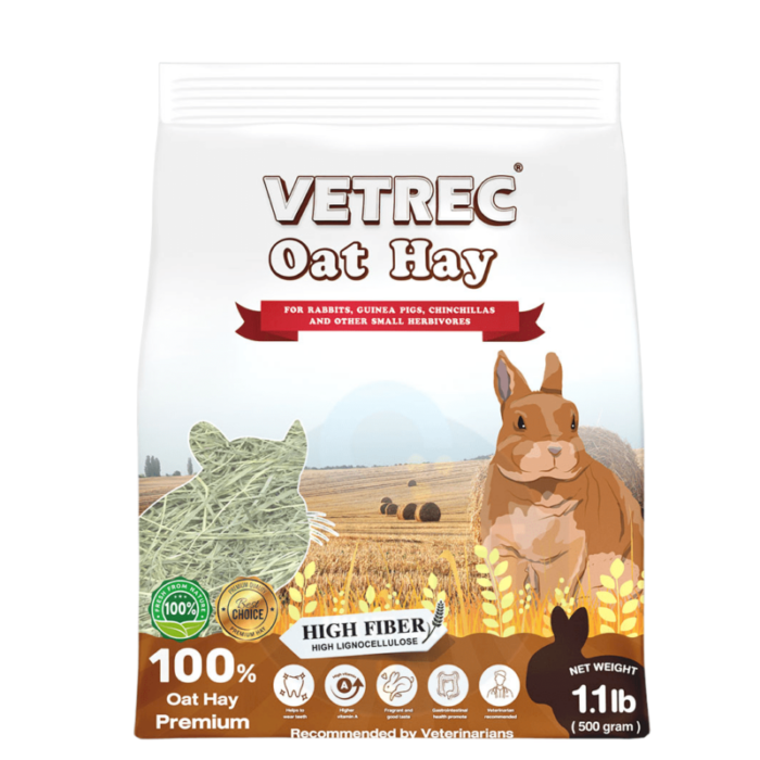 VETREC Oat Hay Premium High Fiber - หญ้าโอ๊ตเกรดพรีเมี่ยม ไฟเบอร์สูง 500g (322033)