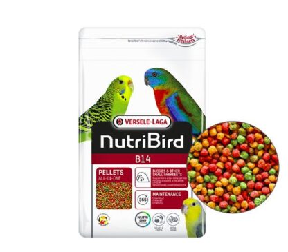 Versele-Laga Nutribird B14 - อาหารนก หงษ์หยก พารากีตเล็ก เลิฟเบิร์ด แก้วเล็ก เม็ดสีกลมเล็ก 800g (320886)