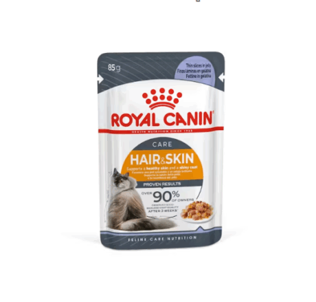 Royal Canin Care Hair & Skin Jelly - อาหารแมวเปียกสูตรดูแลผิวหนังและเส้นขนในวุ้นเจลลี่ 85g