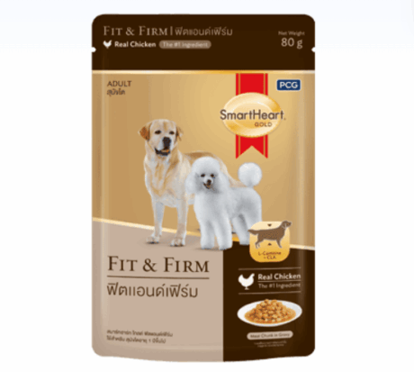 SmartHeart Gold Fit & Firm - อาหารเปียกสุนัขแบบซอง ฟิตแอนด์เฟิร์ม 80g (76857)