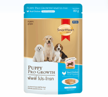 SmartHeart Gold Puppy Pro-Growth - อาหารเปียกลูกสุนัขแบบซอง พัพพี โปร-โกรท 80g (317087)
