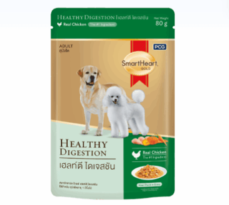 SmartHeart Gold Healthy Digestion - อาหารเปียกสุนัขแบบซอง เฮลท์ตี ไดเจสชัน 80g (34584)