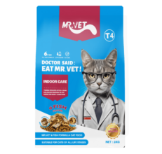 MR.Vet T4 Indoor Care Fish - อาหารแมวผสมฟรีซดราย สูตรทูน่าและปลา6ชนิด 1kg (293106)