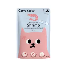 Cats Taste Pouch Tuna Topping Shrimp in Jelly - อาหารแมวเปียกสูตรปลาทูน่าหน้ากุ้งในเยลลี่ 70g (318620)