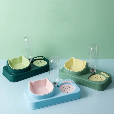 Home Pet Bowl - ชามใส่อาหารรูปหน้าแมวพร้อมที่ให้น้ำอัตโนมัติ (325434)