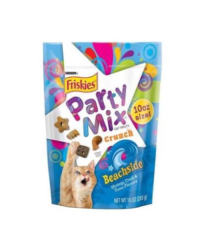 Friskies Party Mix Crunch Beachside - ขนมแมว รสปลาทูน่า แซลมอนและสแนปเปอร์ 60g