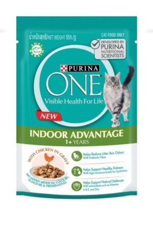 a5203d7869b239b805123ad5b628a968 Purina One Indoor Advantage - อาหารแมวเปียก สูตรเลี้ยงในบ้าน 70g (328077)