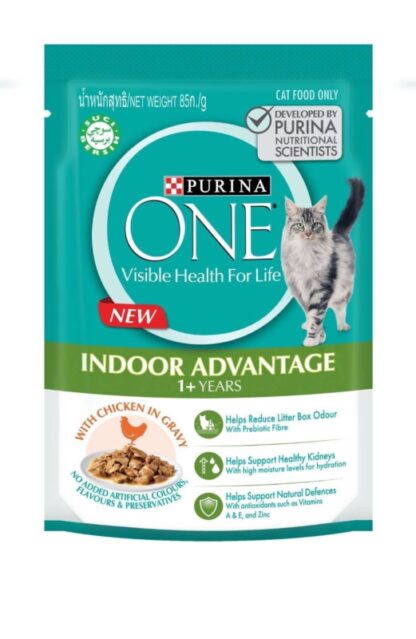 Purina One Indoor Advantage - อาหารแมวเปียก สูตรเลี้ยงในบ้าน 70g (328077)