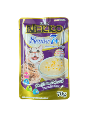 Nekko Senior 7+ - อาหารเปียกแมวสูงอายุ รสทูน่าผสมไฟเบอร์ 70g (338758)