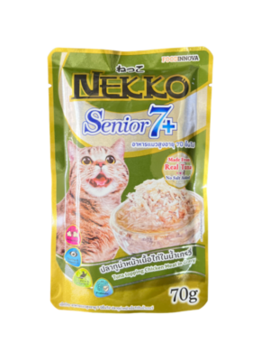 Nekko Senior 7+ - อาหารเปียกแมวสูงอายุ รสปลาทูน่าหน้าเนื้อไก่ในน้ำเกรวี่ 70g (338776)