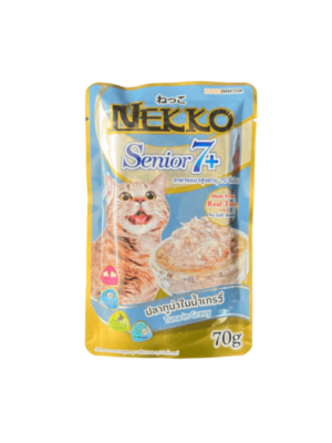 Nekko Senior 7+ - อาหารเปียกแมวสูงอายุ รสปลาทูน่าในน้ำเกรวี่ 70g (338765)