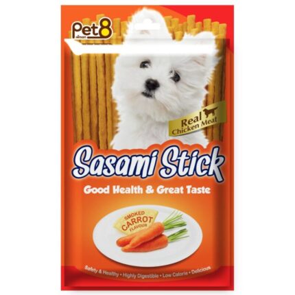 SOOS Pet8 Sasami Stick Smoked Carrot Flavour - ขนมสติ๊กแท่งสำหรับสุนัข รสแครอทรมควัน 75g (344880)