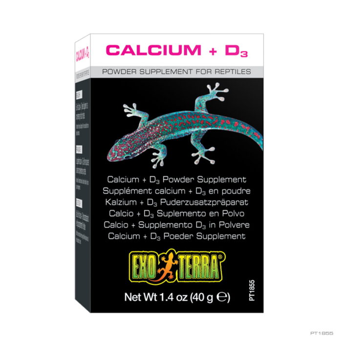 EXO TERRA Calcium + D3 Powder Supplement For Reptiles - อาหารเสริมแคลเซียมผสมวิตามิน D3 ชนิดผงสำหรับสัตว์เลื้อยคลาน 40g (336181)