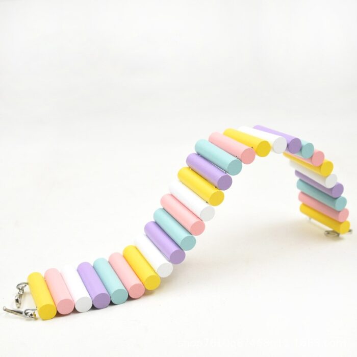 Wood Bridge Bendable Climbing Ladder For Hamsters Colorful Wood Arch Bridge Bendable M - สะพานไม้ดัดสำหรับตกแต่งกรงแฮมสเตอร์ (6x50ซม.) (567817)