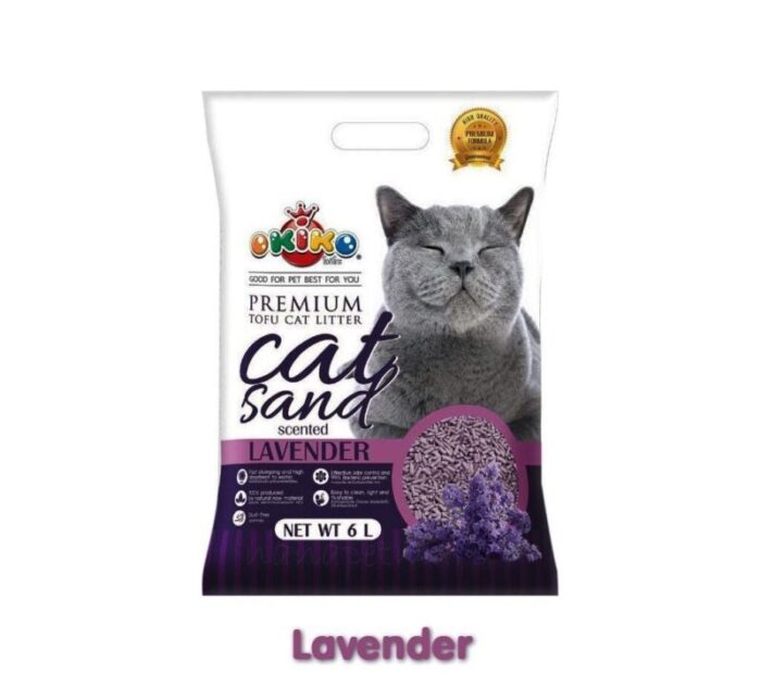 Okiko Premium Tofu Cat Litter Cat Sand Lavender - ทรายแมวเต้าหู้เกรดพรีเมี่ยม กลิ่นลาเวนเดอร์ 6L (341395)