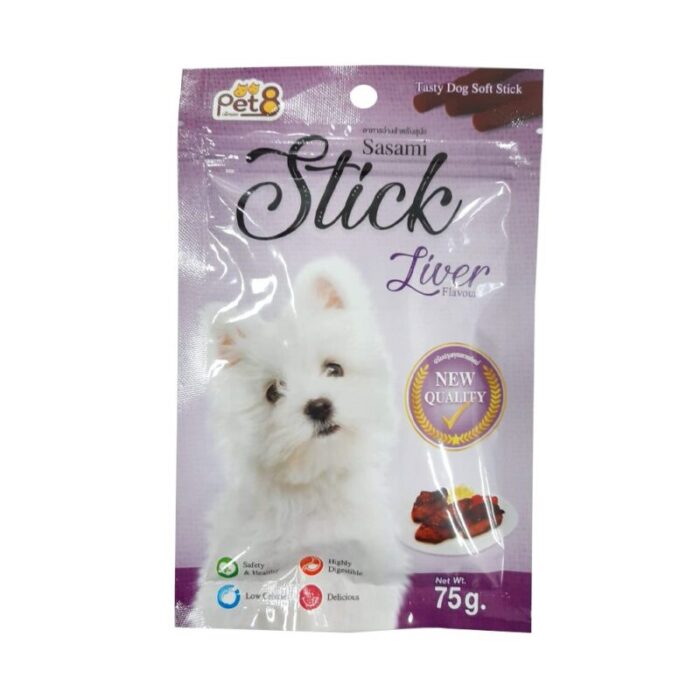 Pet8 Sasami Stick Liver Flavour - ขนมสติ๊กแท่งสำหรับสุนัข รสตับ 75g (344886)