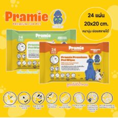 Pramie Premium Pet Wipe Chamomile Fragrance (24 Sheet) - แผ่นเช็ดทำความสะอาดสำหรับสัตว์เลี้ยง เกรดพรีเมี่ยม สูตรกลิ่นคาโมมายล์ (24 แผ่น) (506340)