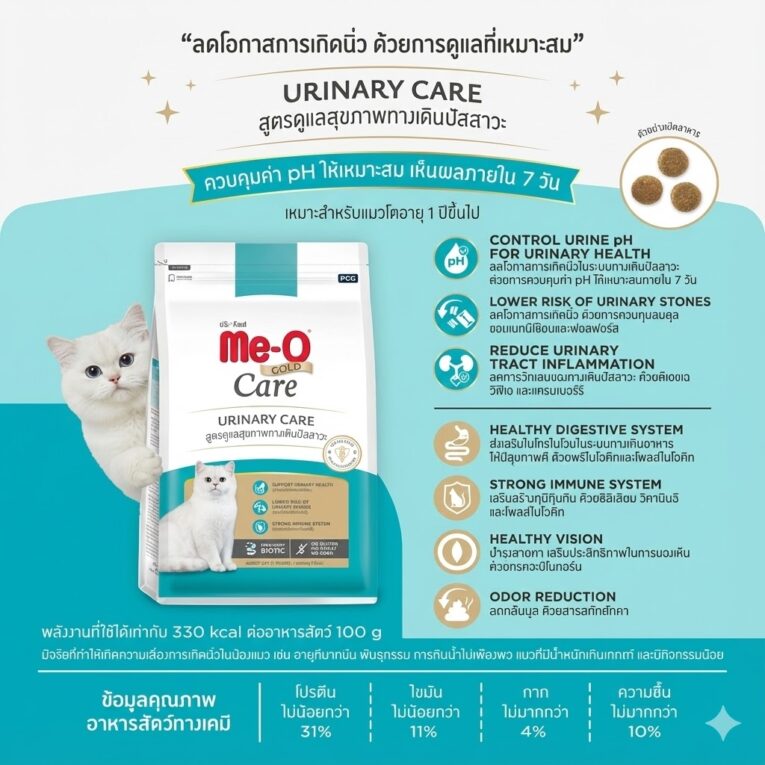 Me-O Gold Care Urinary Care - อาหารแมว สูตรดูแลสุขภาพทางเดินปัสสาวะ 1.2kg