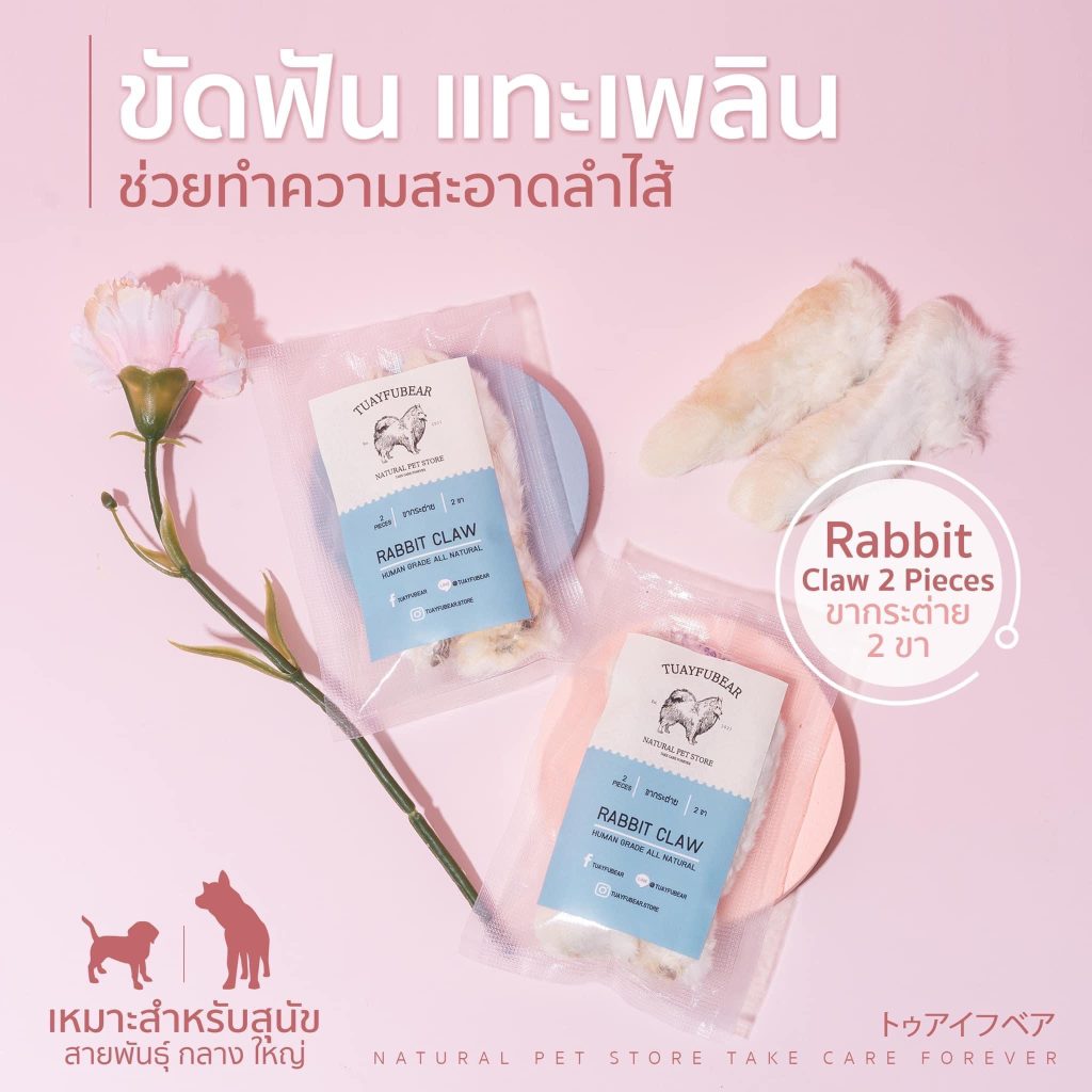 พบคำแนะนำในการเลือกกรงนกที่สมบูรณ์แบบ 6 Tuayfubear Rabbit Claw - ขากระต่าย ขนมขัดฟันสำหรับสุนัขและแมว (362801)