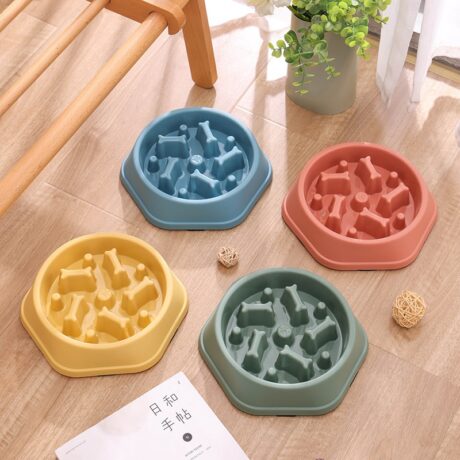 Pet Bowl Anti Dog Choking - ชามอาหารสัตว์เลี้ยง แบบฝึกชะลอการกิน ป้องกันการสำลัก (22x4.5cm) (349497)