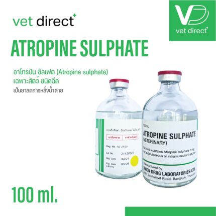 TBD UNION DRUG ATROPINE SULPHATE - ยาฉีดแก้แพ้และลดการหลั่งน้ำลายสำหรับสัตว์เลี้ยง 100ml (369569)