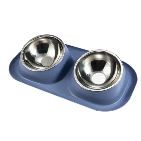Double Pet Bowl Anti-Slip & Elevated + Stainless Steel