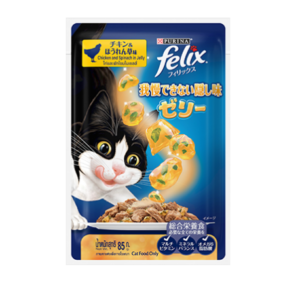 อาหารแมวเปียก 453466 Purina Felix Sensation Adult Cat Food Pouch - อาหารแมวเปียก ไก่และผักโขม ในเยลลี่ 85g
