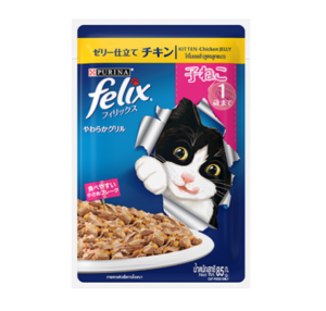 Purina Felix Kitten Food Pouch - อาหารลูกแมว ไก่ในเยลลี่​ 85g