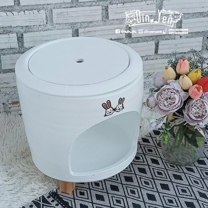 TBD Colorful Clay House - บ้านแอร์เย็นแบบถังดินเผาพร้อมขาไม้สีเพ้นท์ 17นิ้ว (384457)