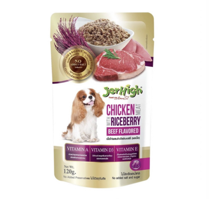 JerHigh Pouch Chicken Meat Mixed with Riceberry Rice Beef Flavor