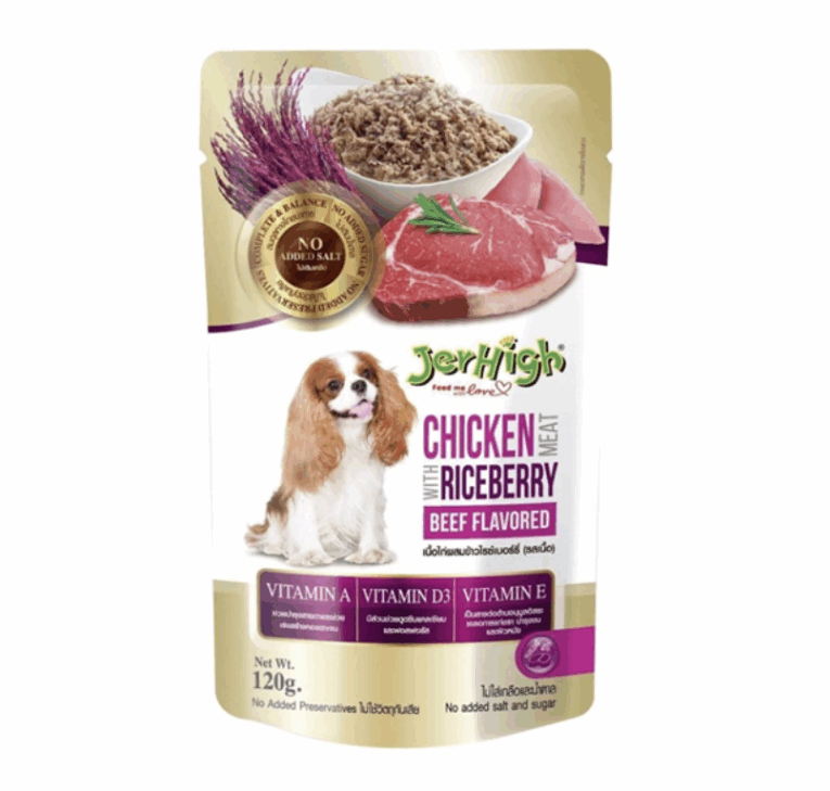 JerHigh Pouch Chicken Meat Mixed with Riceberry Rice Beef Flavor