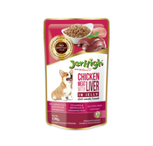 อาหารสุนัขเปียก เนื้อไก่ผสมตับในเยลลี่ JerHigh Pouch Chicken and Liver Mixture in Jelly