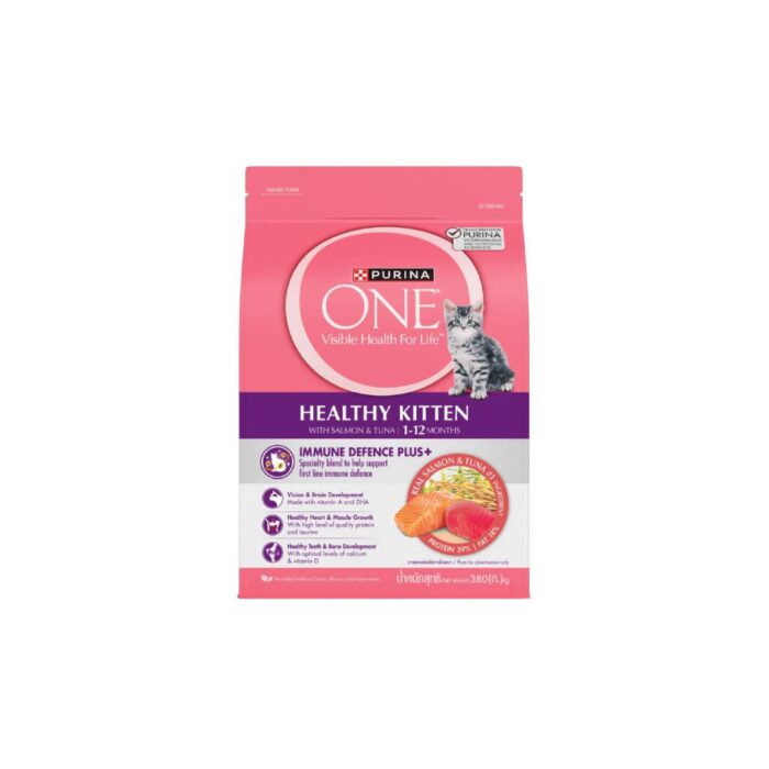 ve Purina One Healthy Kitten with Salmon & Tuna - อาหารลูกแมว พร้อมปลาแซลมอนและทูน่า 380g (396369)