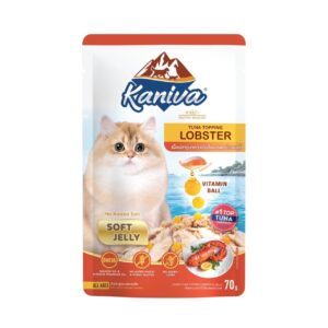 409893 Kaniva Tuna Topping Lobster in Jelly 70 g. - อาหารเปียกสำหรับลูกแมว4เดือนขึ้นไป สูตรเนื้อปลาทูน่าหน้าล็อบเตอร์ในเจลลี่ 70กรัม (409893)