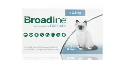 Broadline For Cats 0-2.5kg - ยาหยอดหลัง ป้องกันเห็บ หมัด ขี้เรื้อนและถ่ายพยาธิสำหรับแมวน้ำหนัก 0-2.5kg