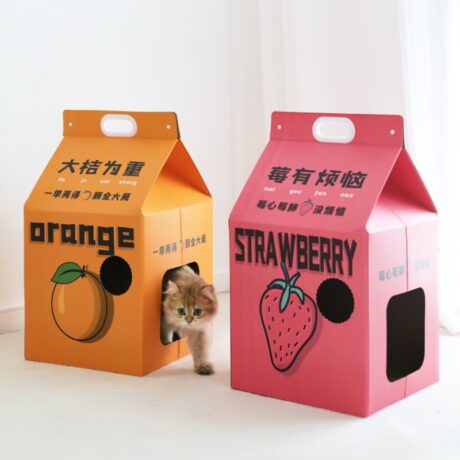 Cat Scrather Milk Box - ของเล่นแมว ที่ลับเล็บแบบกล่องนมผลไม้ (412080)