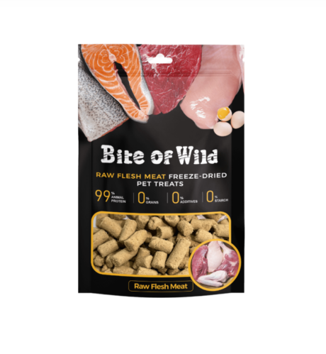 Bite of Wild Raw Flesh Meat Freeze Dried